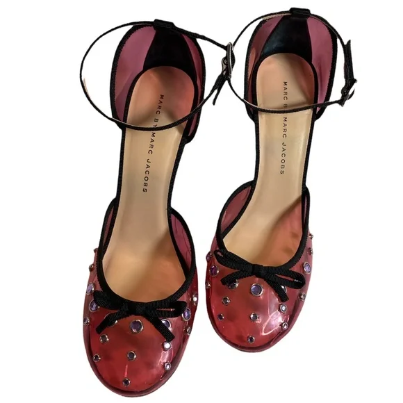 New Marc By Marc Jacobs Cinderella Heels Clear Pink Size 8.5 - Picture 4 of 6